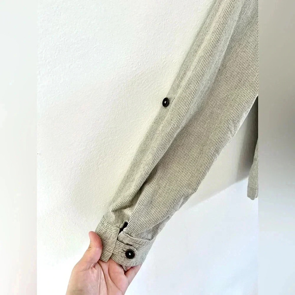 Coldwater Creek Shaped  Zip-Up Lightweight Striped Cotton Blend Roll Tab Jacket - Picture 9 of 11